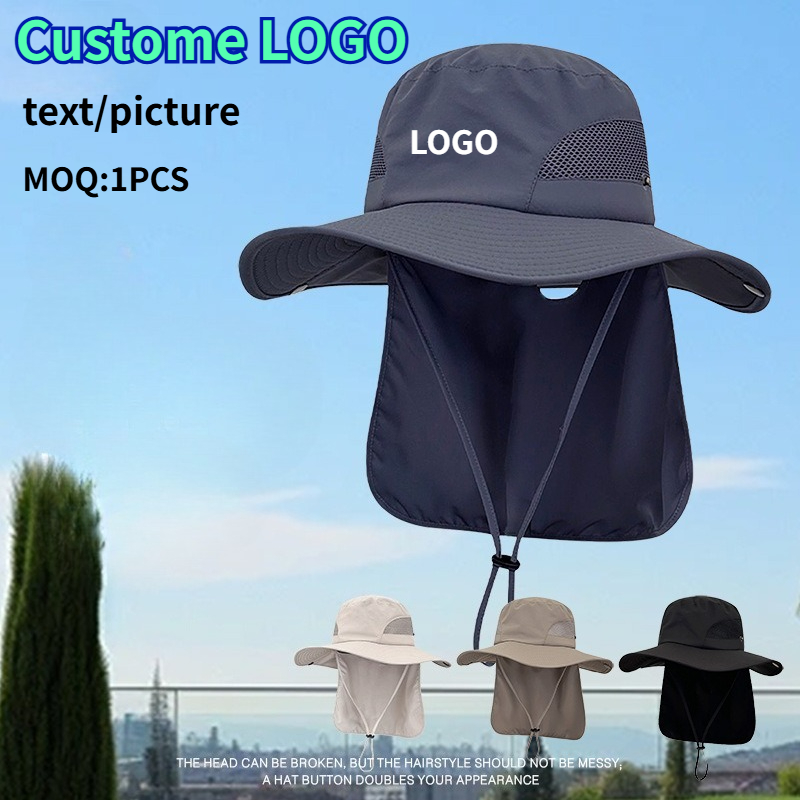 Aquatic Sports Hat - Topi Bucket Berpinggiran Lebar dengan Syal,